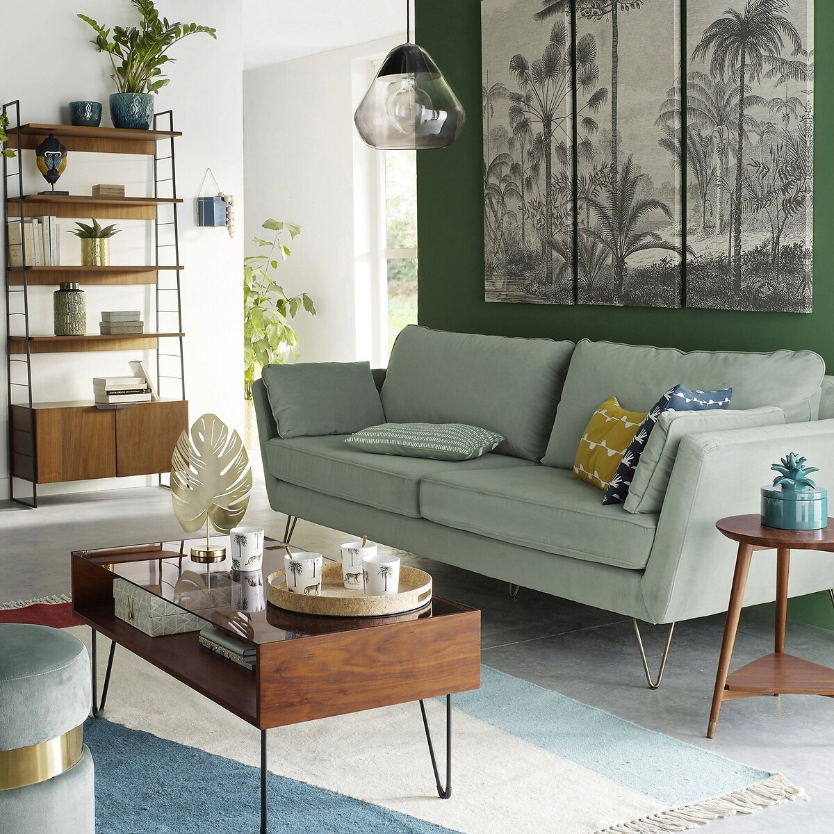 LA REDOUTE INTERIEURS<br>Sofá de veludo de 3, 4 ou 5 lugares, Topim