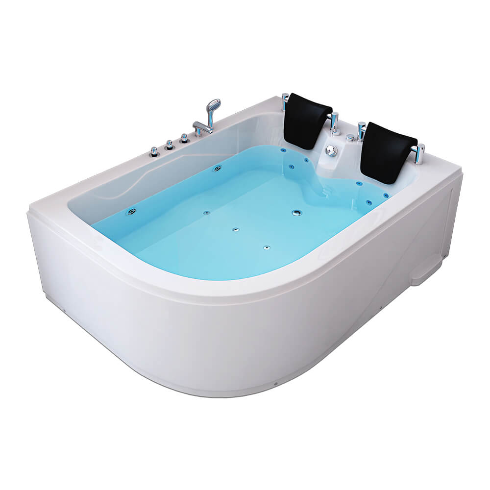 Home Deluxe - Whirlpool - BLUE OCEAN XL Links, Wit, Afmetingen: 180 x 120 x 65 cm - incl. nekkussen, fittingen en whirlpoolpomp | Whirlpool voor 2 personen, Indoor SPA, Hoekbad
