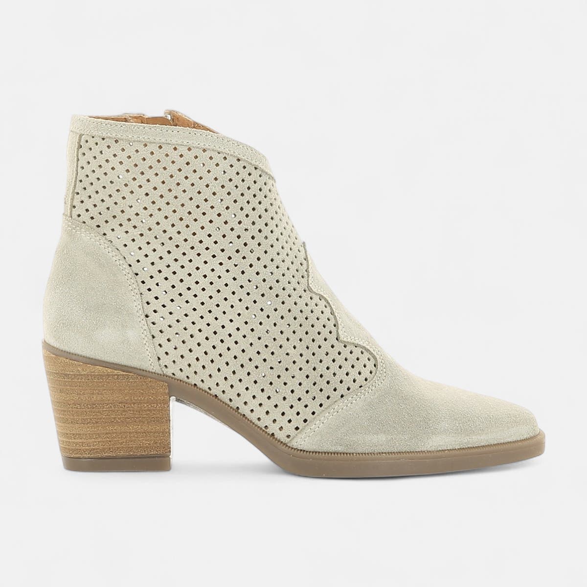 Santiags à talon Femme en cuir beige