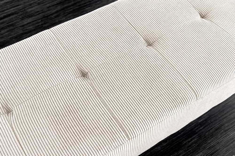 Design Sitzbank BOUTIQUE 100cm beige Cord schwarze Metallbeine Polsterbank