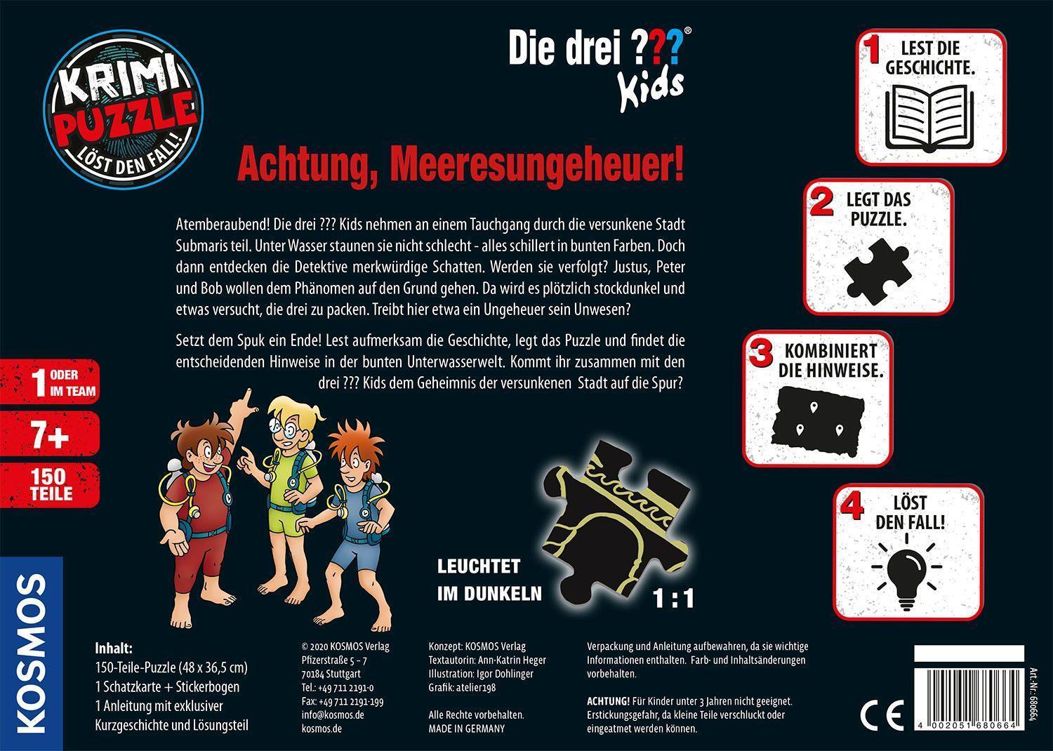 Krimi-Puzzle: Die drei Kids – Achtung, Meeresungeheuer! 150-teilig