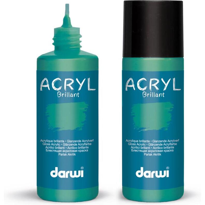 Darwi Flacon de 80 ml de Peinture Acrylique Universelle Brillante - Vert sapin