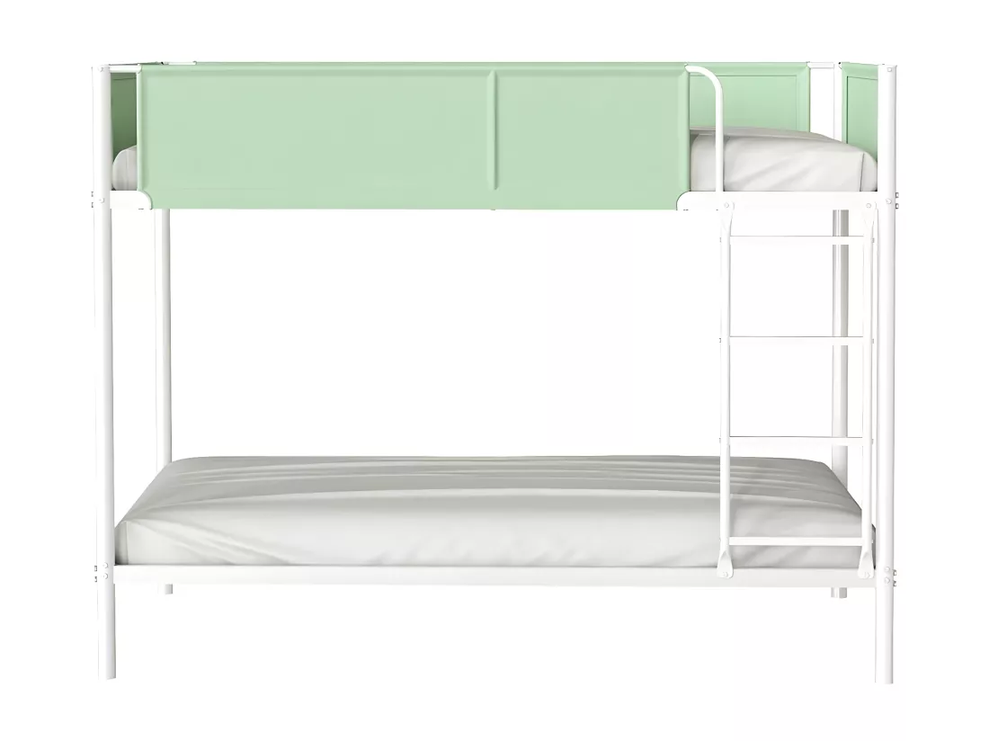 Lits superposés en métal et tissu vert avec sommier - couchage 90 x 190 cm - BROS