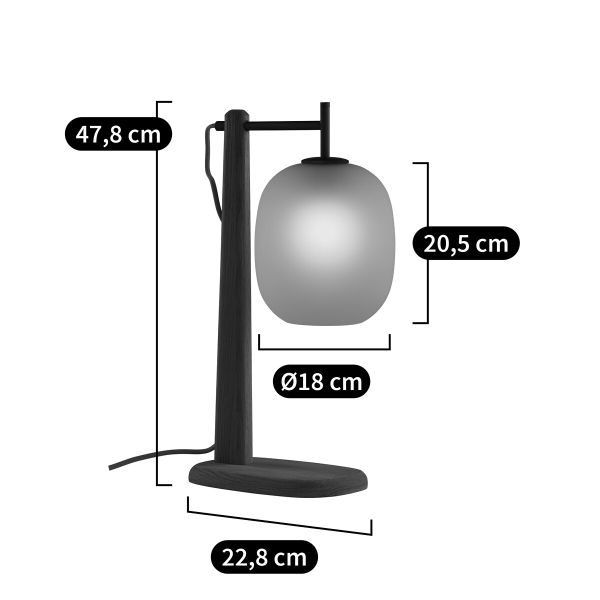LA REDOUTE INTERIEURS<br>Candeeiro de mesa em carvalho e vidro fosco, Navida