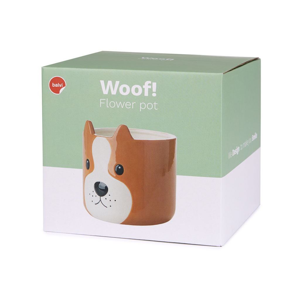 Vaso de flores Balvi Woof, marrom, original, cerâmica, 13,5 x 13,5 x 13,5 cm
