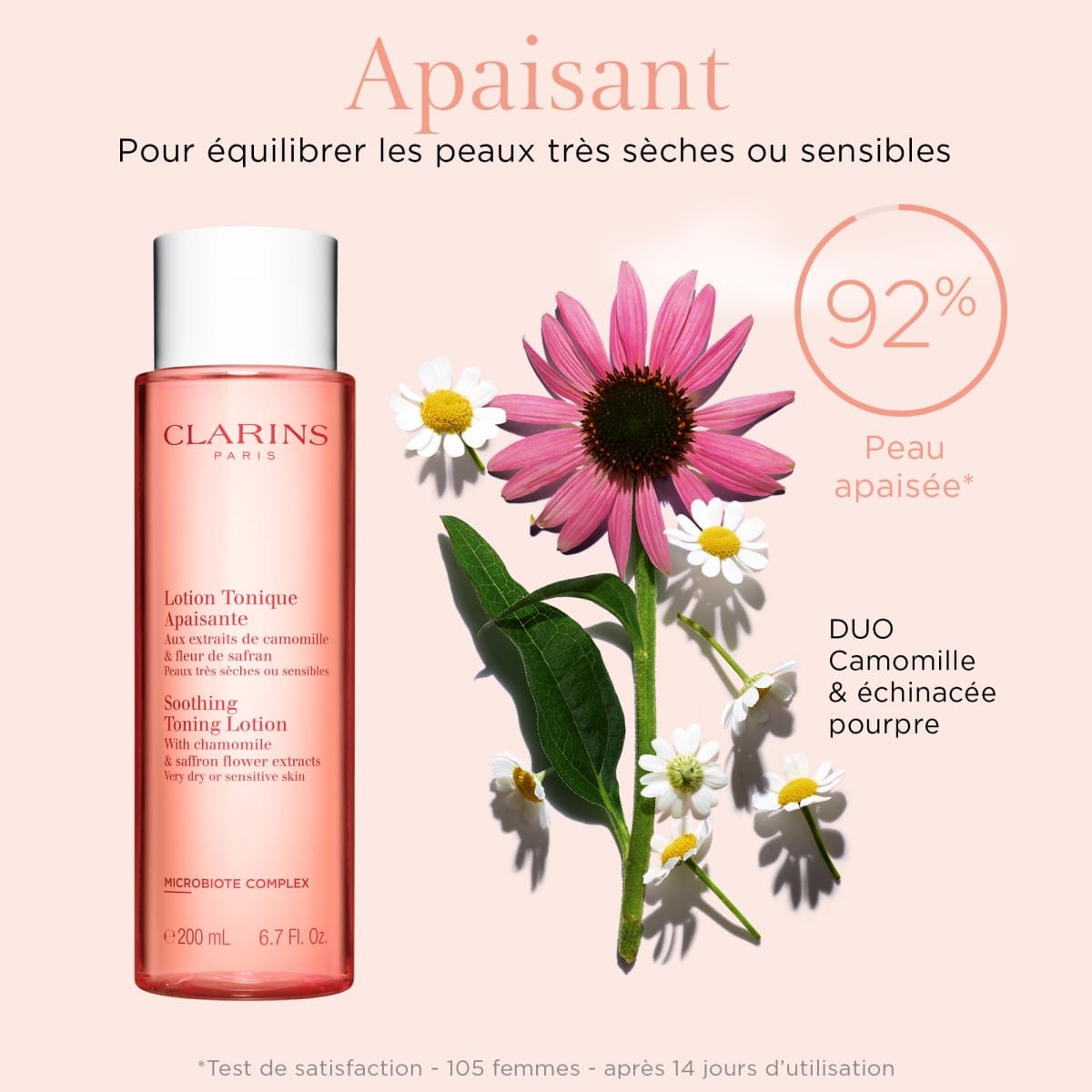 CLARINS Lotion Tonique ApaisanteAux Extraits de Camomille &  Fleur de Safran