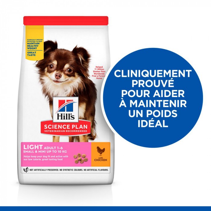 HILL'S Science Plan Light Small & Mini Adult au Poulet - Croquettes pour chien