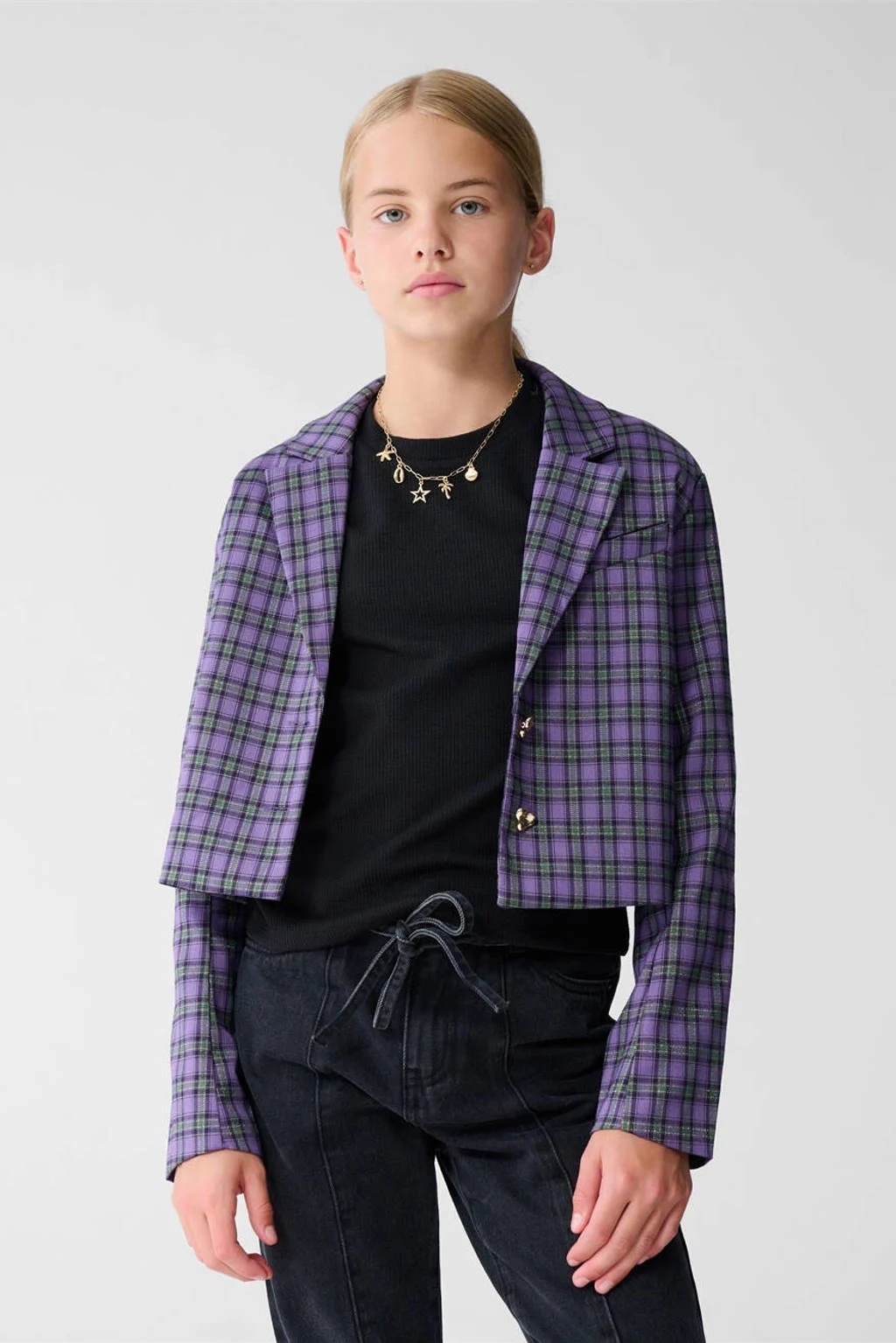 Shoeby cropped blazer paars
