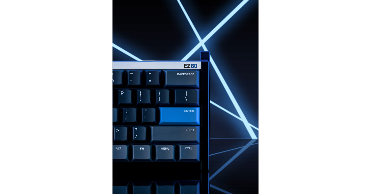 IqunixEZ60 Magnetic Switch Gaming HE Keyboard, gaming toetsenbord  (Zwart/blauw, US lay-out, US-International, Gateron Star Trail, 60%, RGB, Double Shot PBT Keycaps)