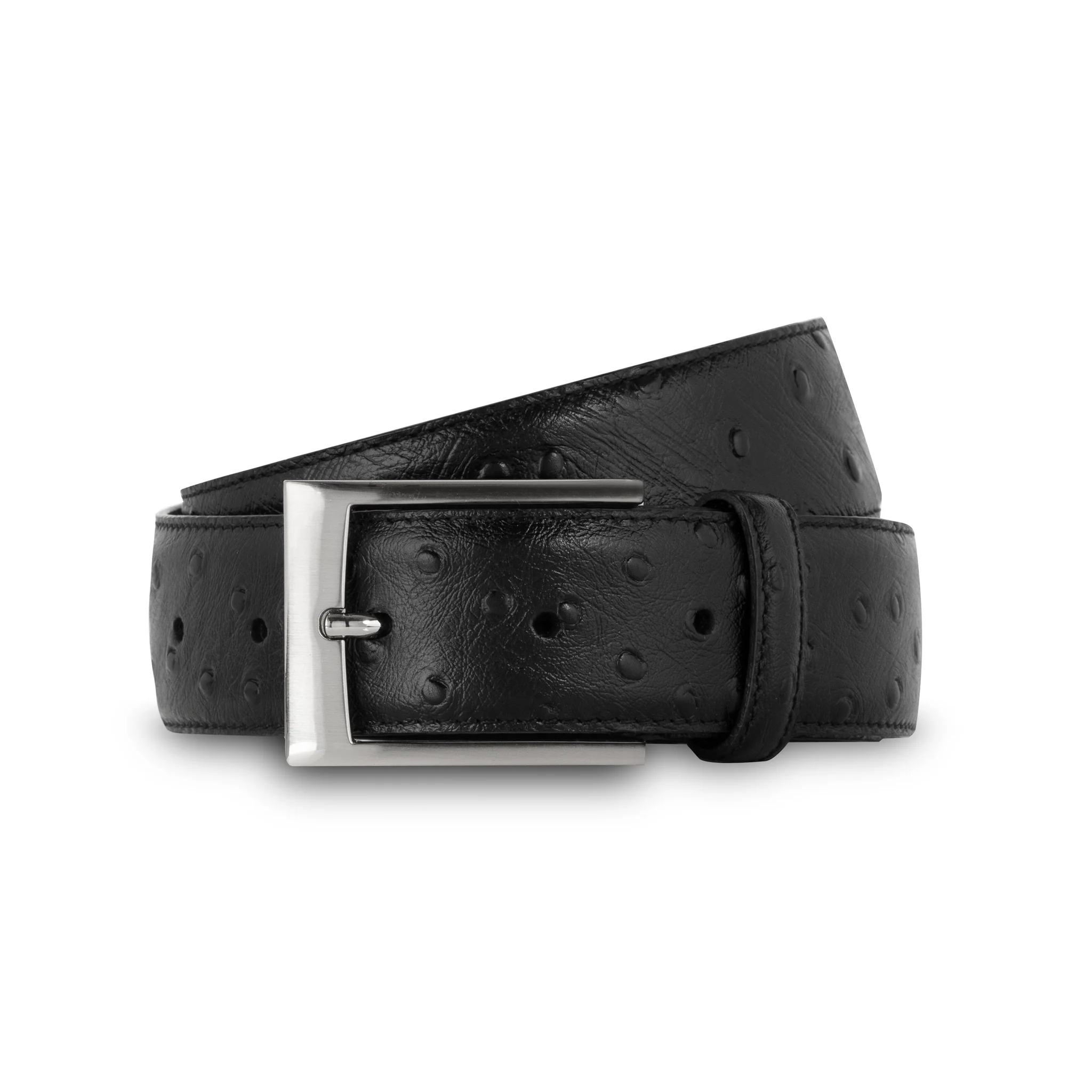 Ceinture homme en cuir façon autruche noir