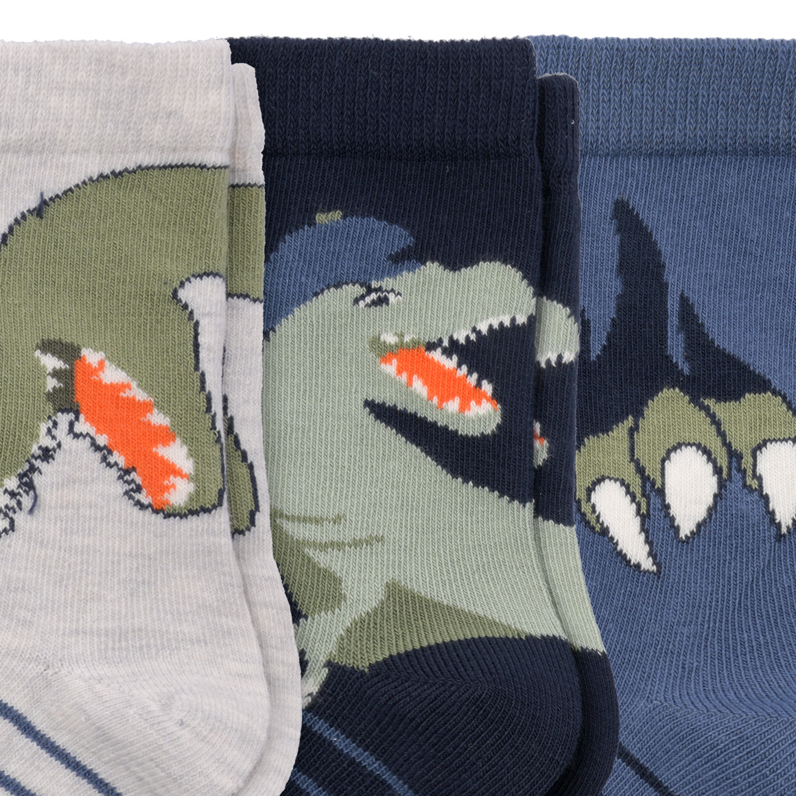 Topolino 3 Paar Jungen Socken mit Dinos cremeweiss / blau / dunkelblau