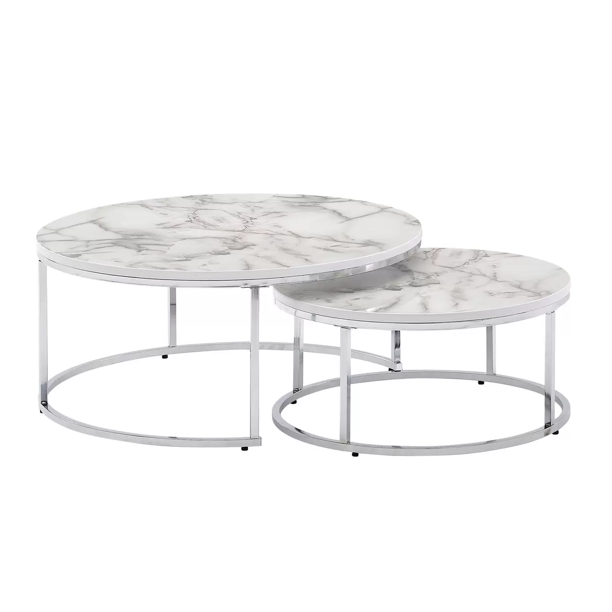 Beistelltisch 2er Set Paros schwarz,silber,weiss