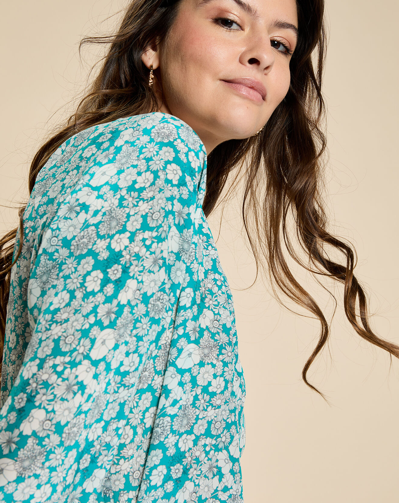 Harris Wilson Robe en Soie mélangée Evi imprimée marguerite turquoise