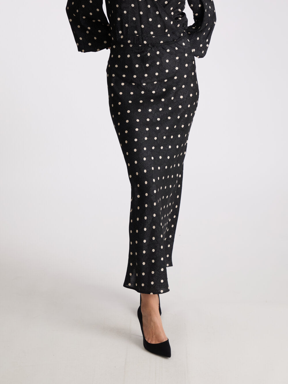Neo Noir  Lola Retro Dot lang nederdel - sort