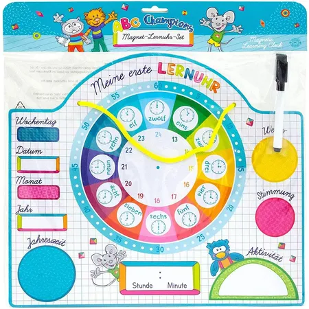 Trendhaus Magnetische Kinder-Kalenderuhr, Lerntafel inkl. Lernuhr