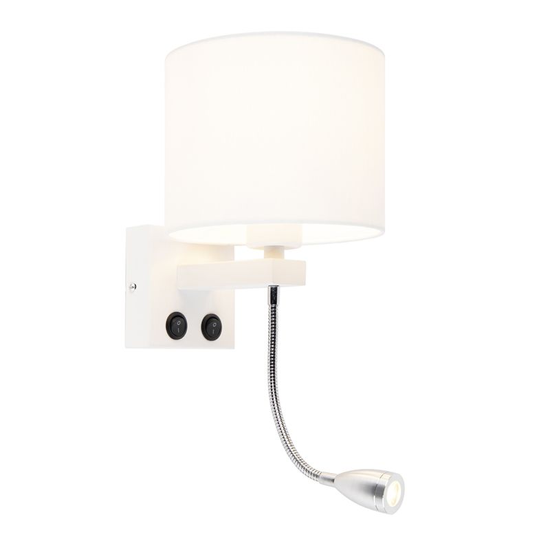 Moderne wandlamp wit met witte kap - Brescia