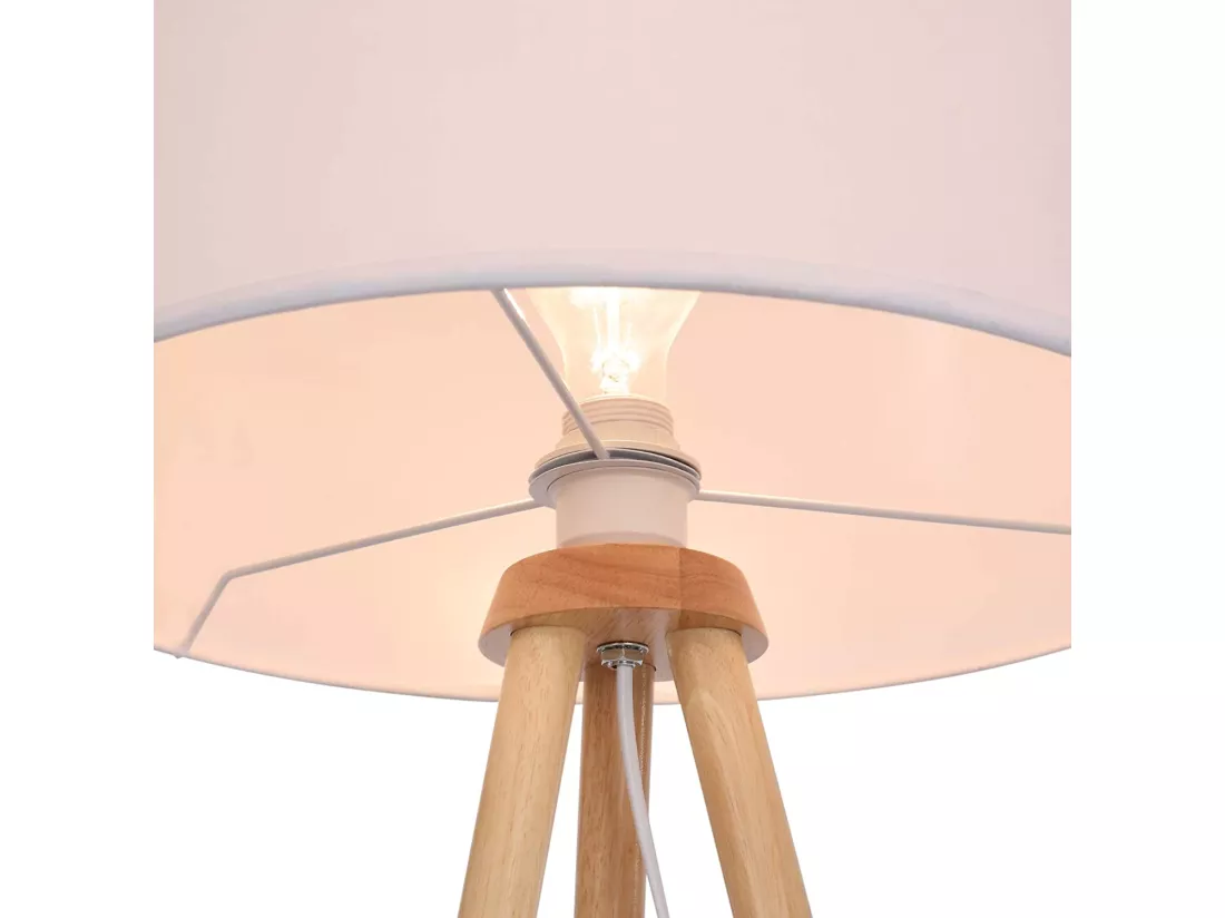 Lampadaire trépied led en bois blanche 45 x 45 x 145 cm 01_0000403