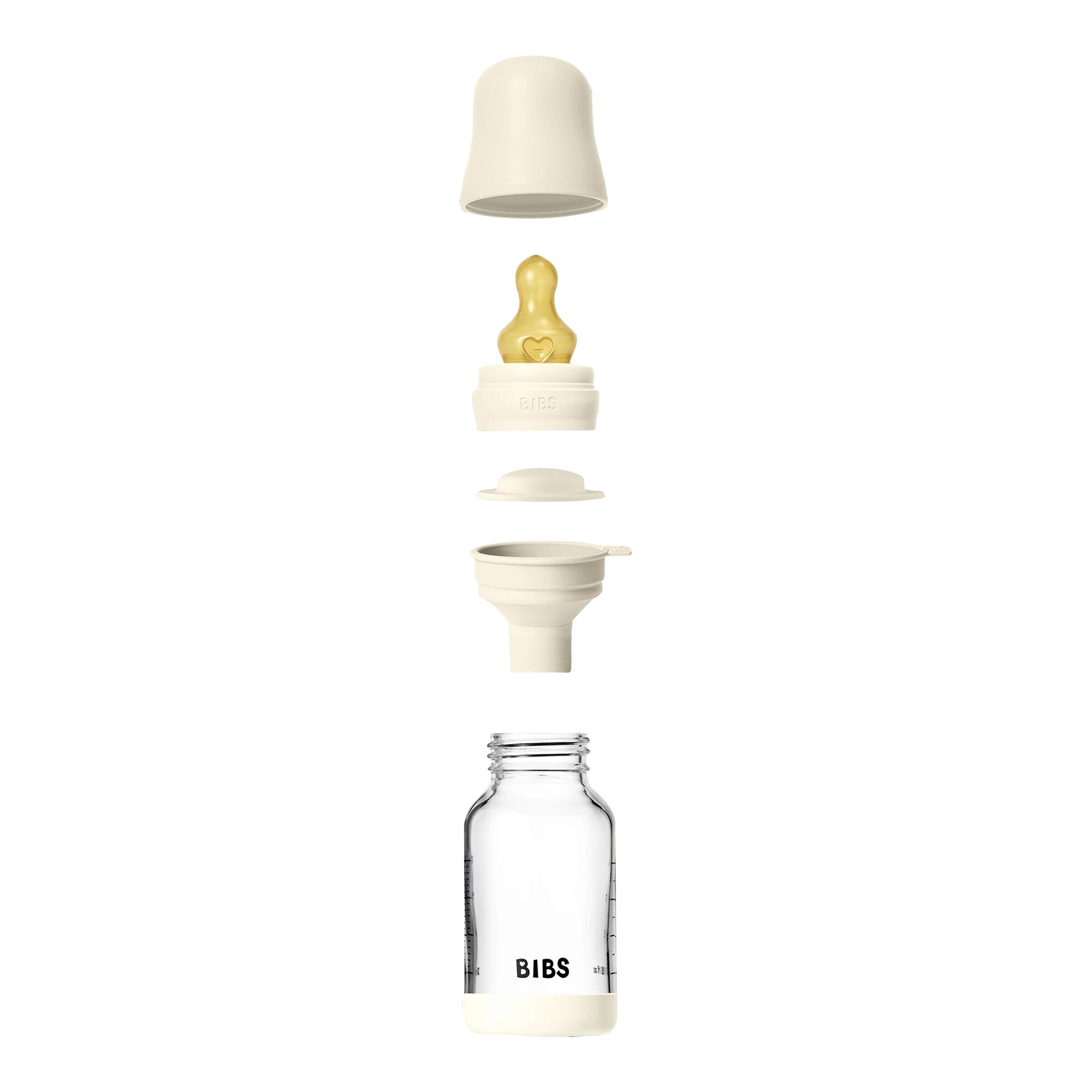 BIBS Babyflasche aus Glas, 110 ml, ab 0M ivory