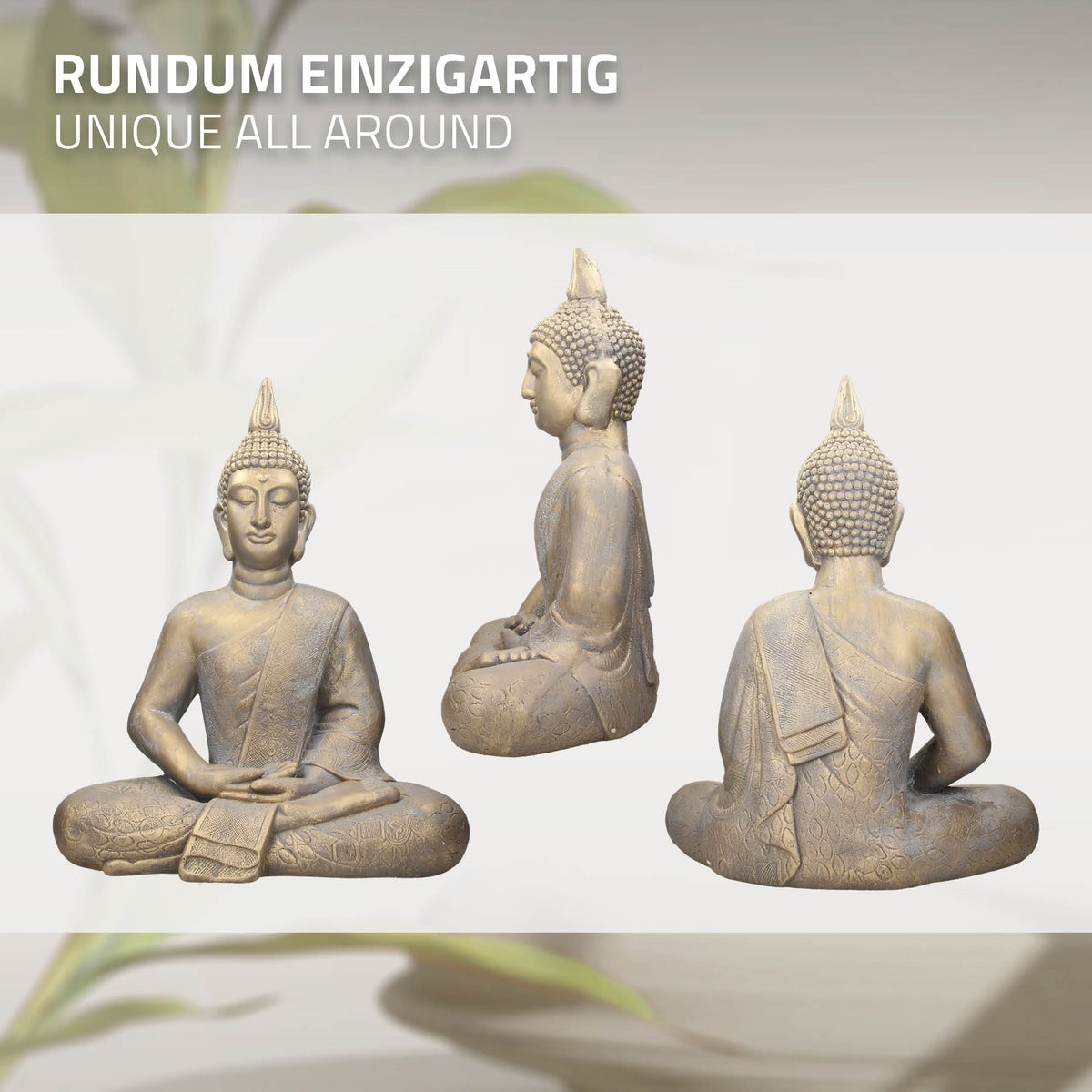 ECD Duitsland Boeddhabeeld, zittend, 63 cm hoog, gemaakt van weerbestendig polyresin, brons, Feng Shui, Boeddhabeeld als decoratie voor huis, appartement en tuin, tuinbeeld, decoratief figuur, sculptuur voor binnen en buiten