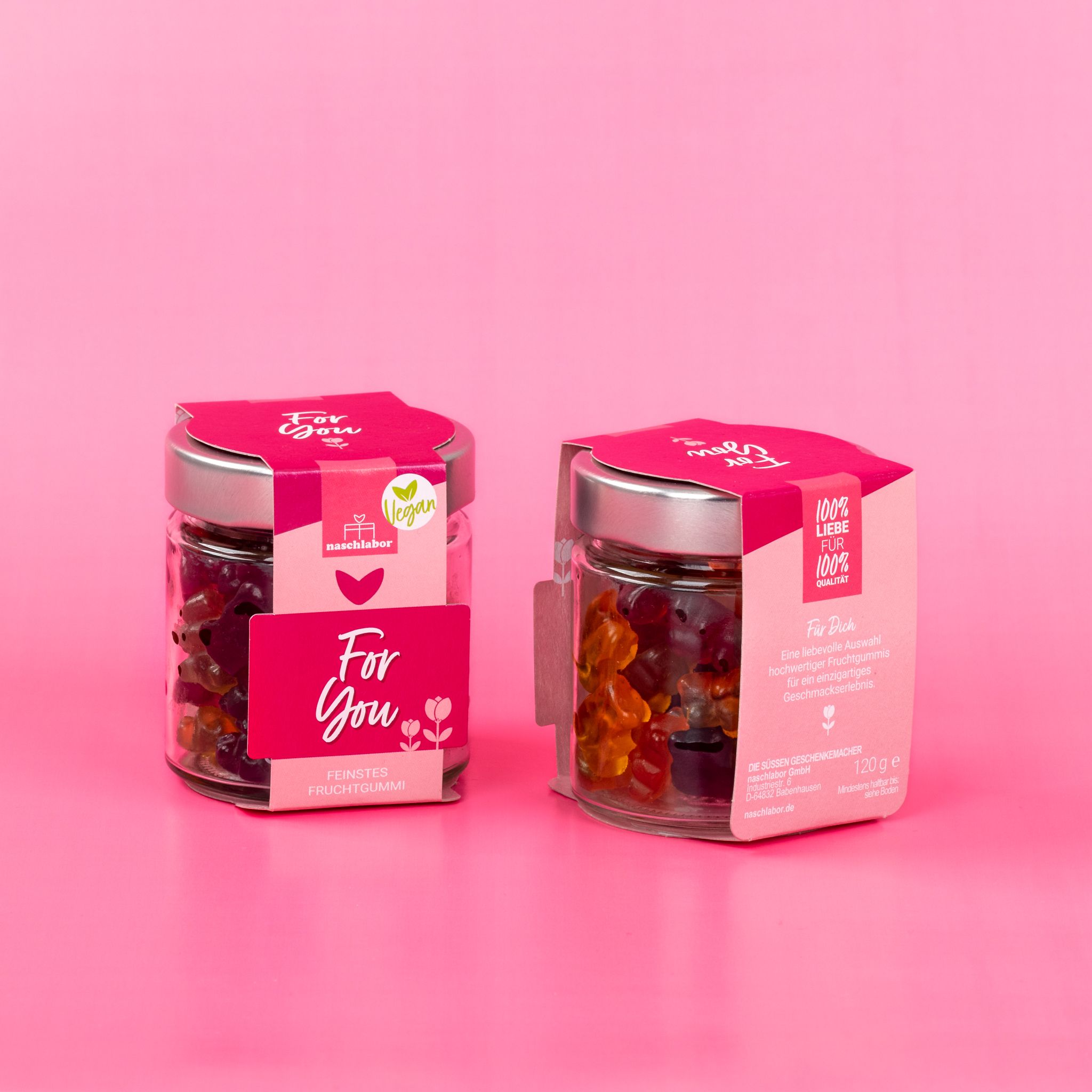 naschlabor 8 Gläser Fruchtgummi Vegan For You Groß-Verpackung