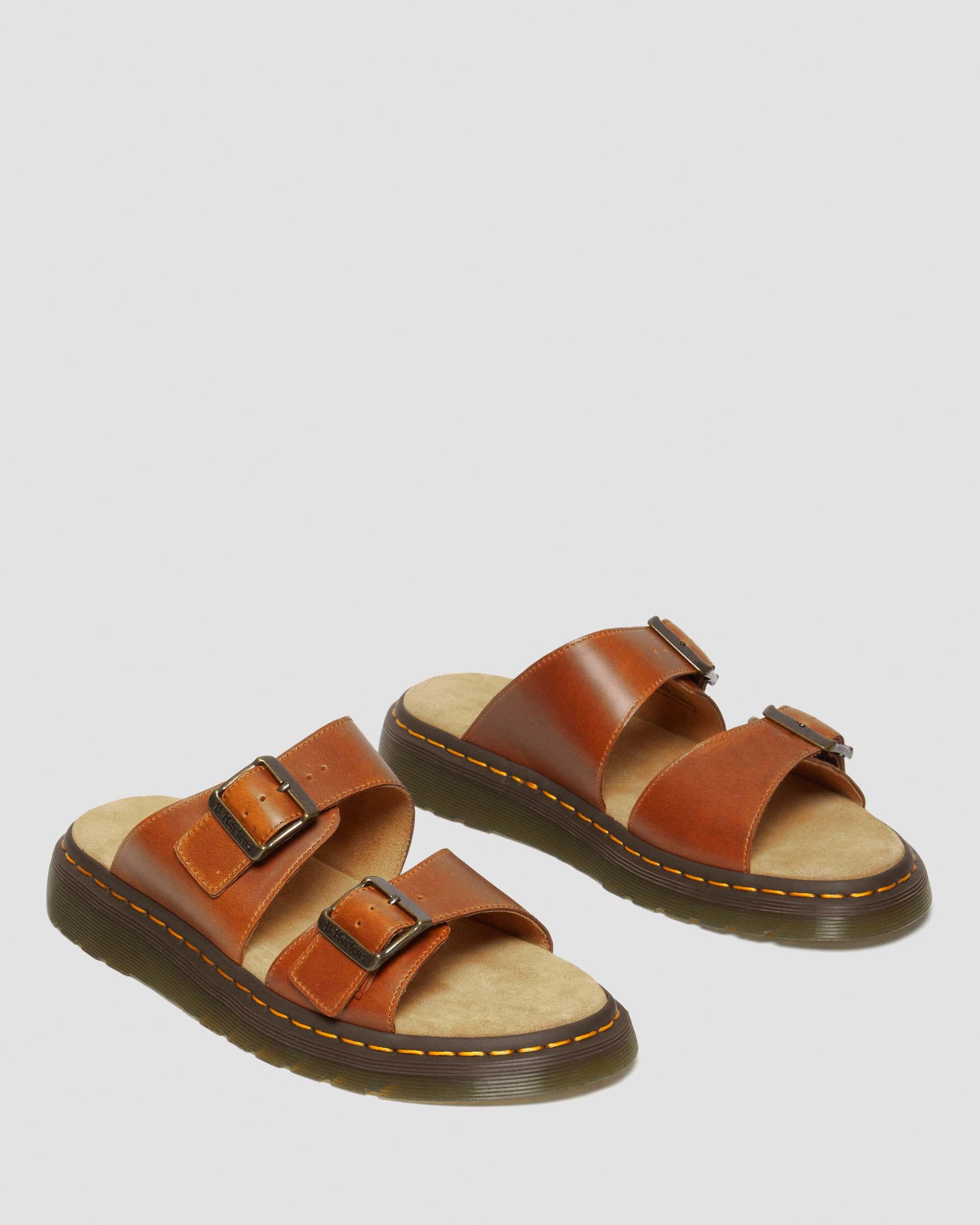 Josef Analine Leather Buckle Slide Sandals