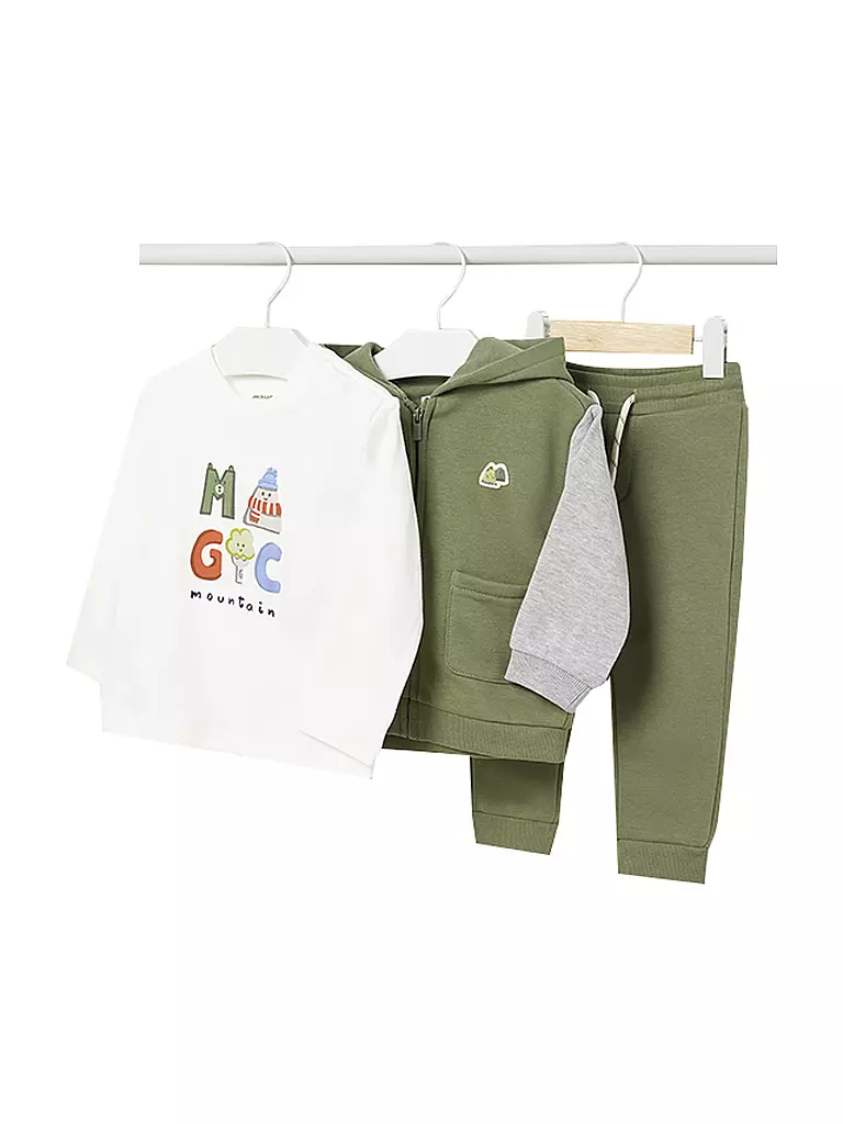 MAYORAL Baby Set Sweater, Sweatjacke, Jogginghose 3-teilig grün