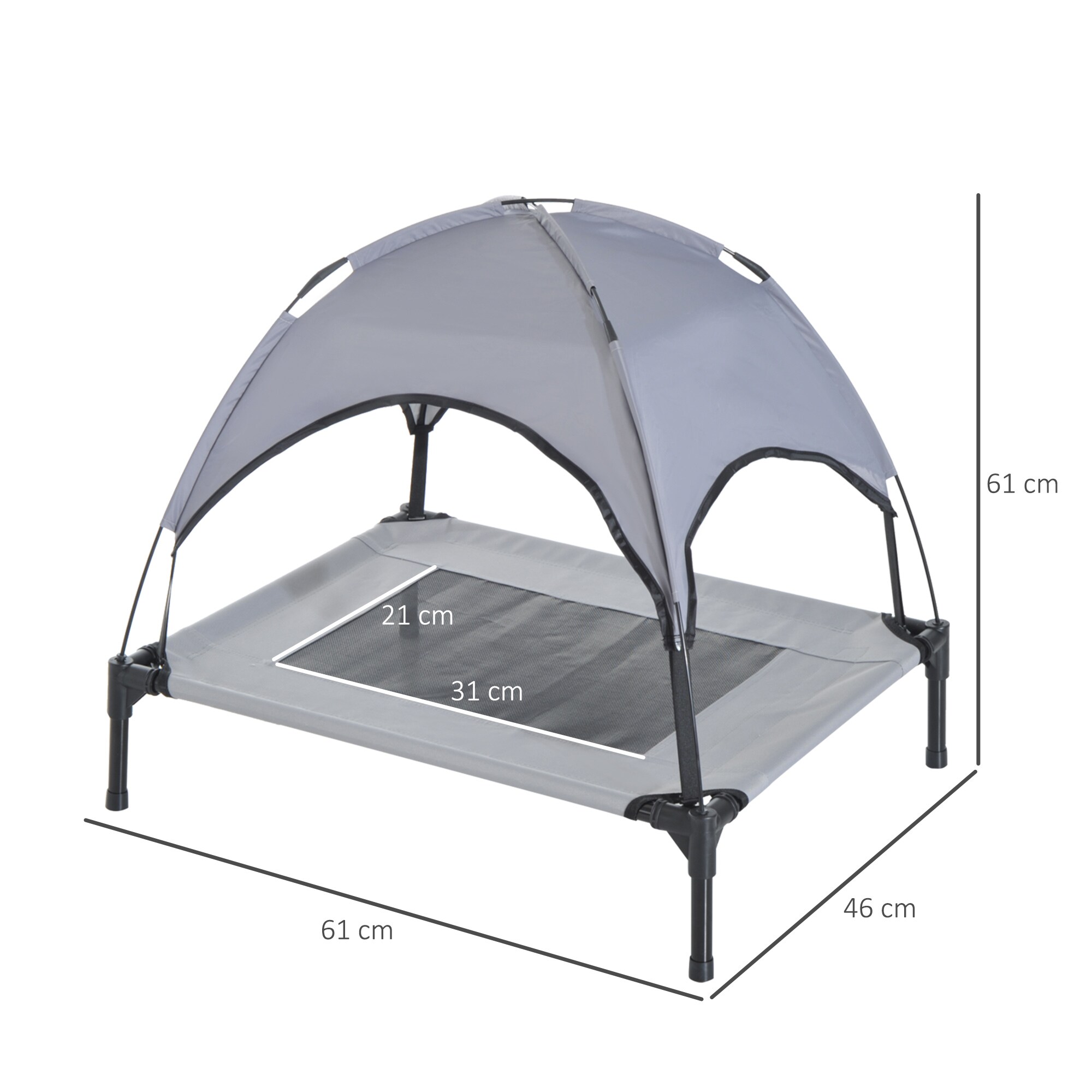 PawHut Haustierbett mit Baldachin L61 x B46 x H61 cm