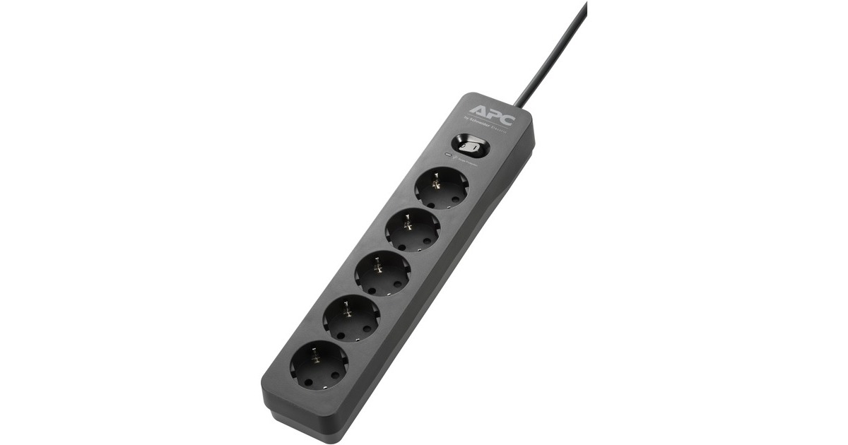 APCPME5B-GR stekkerdoos met overspanningsbeveiliging stekkerdoos  (Zwart, 5x stopcontact)