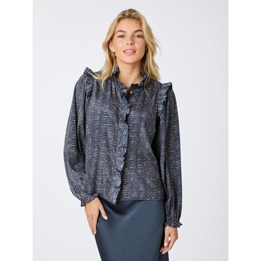 Neo Noir Gemmi Zigzag Duo Bluse, Midnight Blue, 42