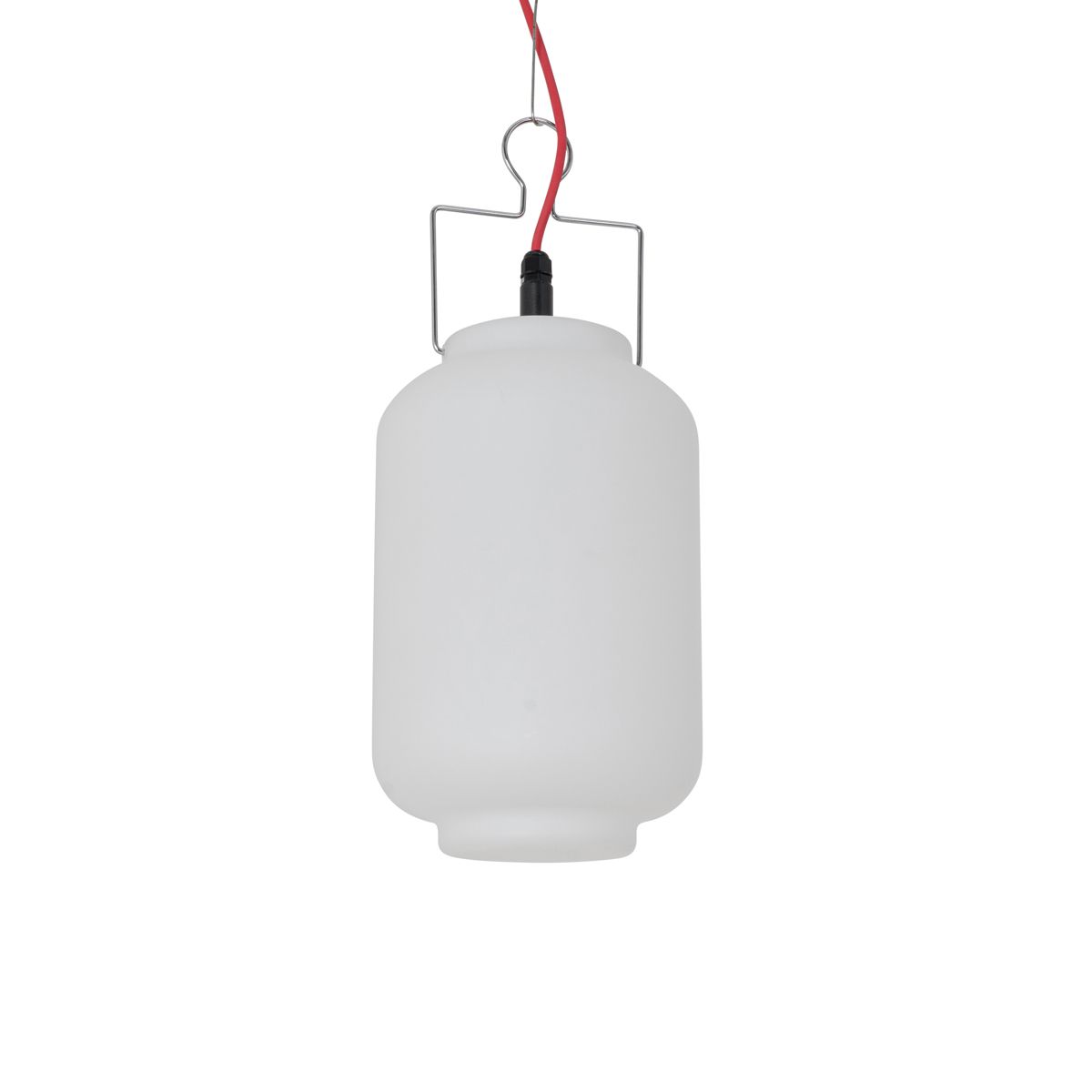 Buiten hanglamp wit 20 cm met rode stekker IP44 - Pion