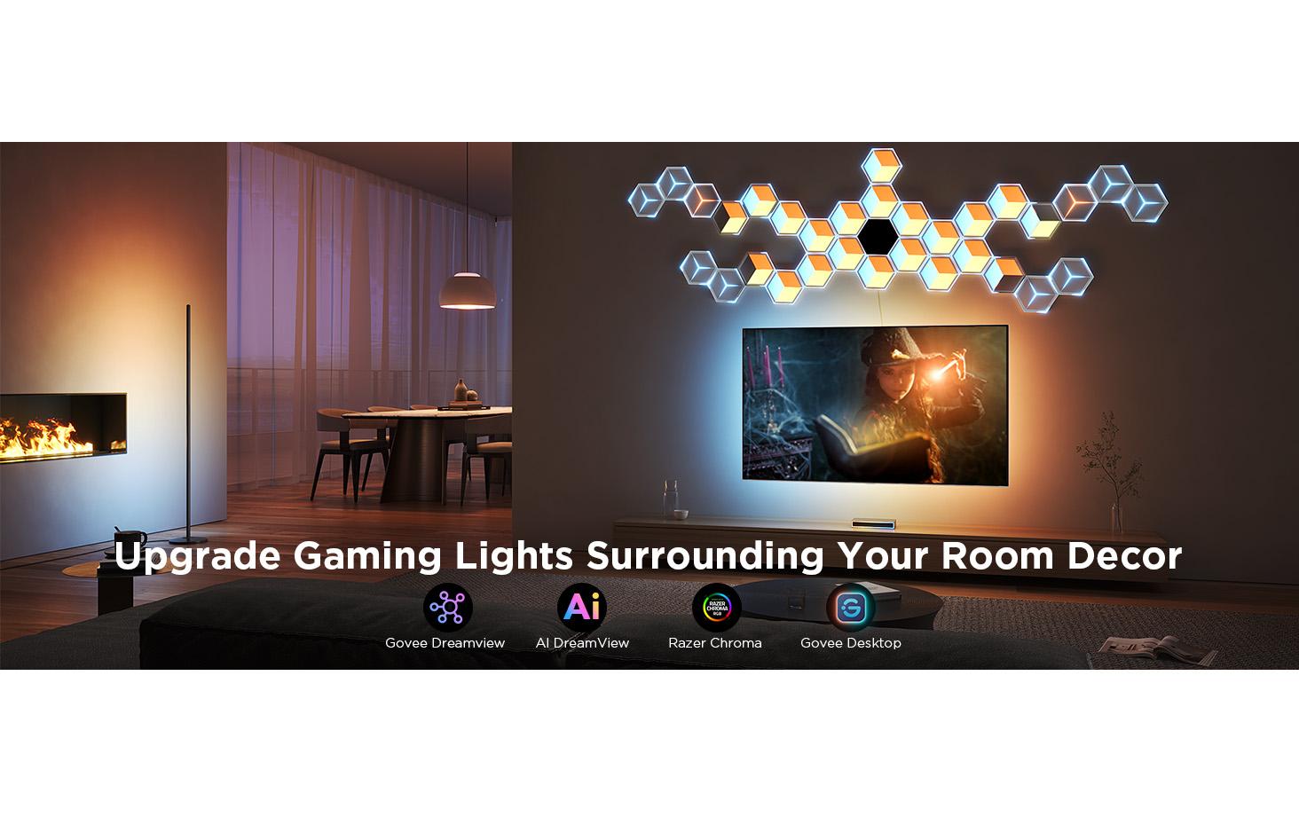 Panelleuchte Glide Hexa Ultra, 7er-Pack, RGBIC<br>Innovative 3D-Lichtpaneele