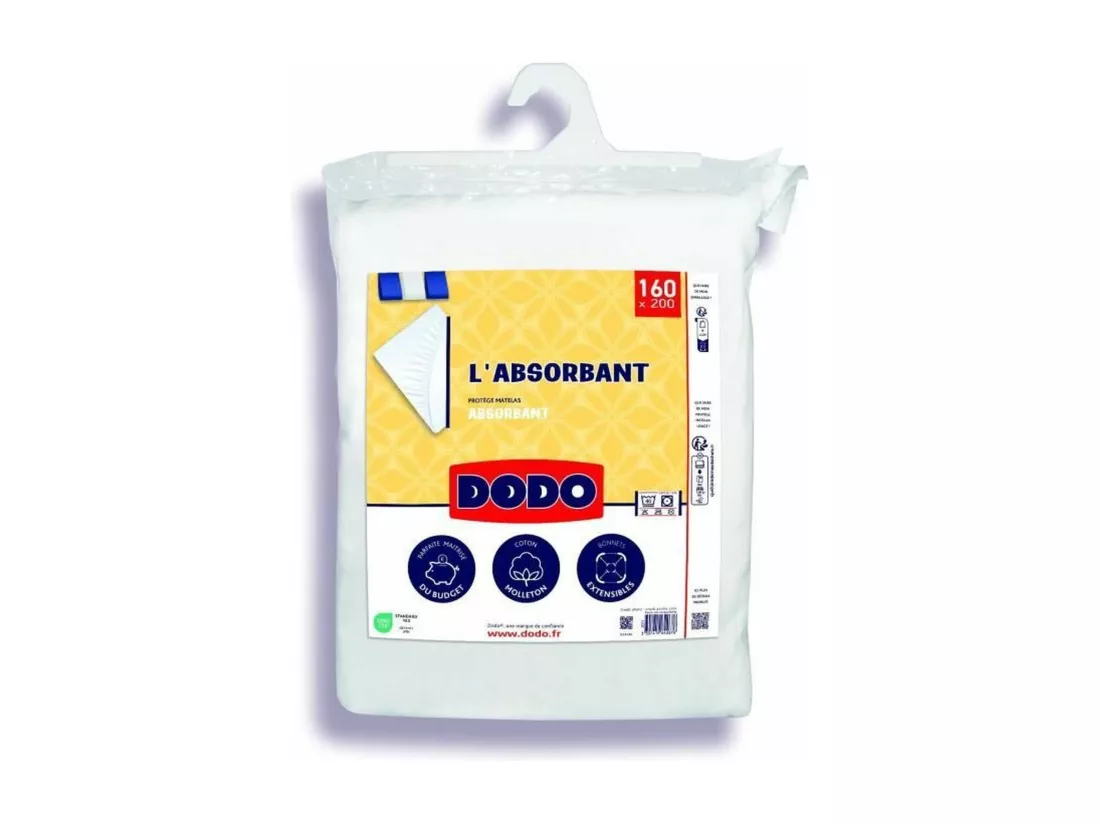 Protège matelas absorbant en polyester 160 x 200 cm