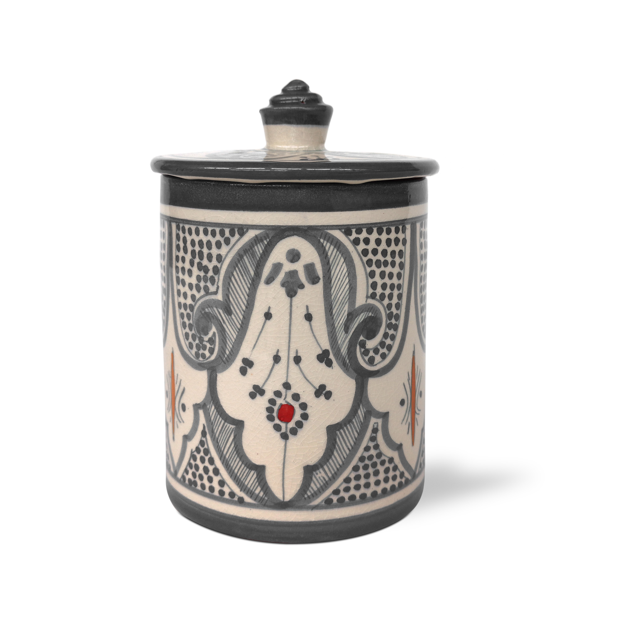 Zierbehälter grau-weiß, Ø 10 cm, H 14 cm von fischer's lagerhaus