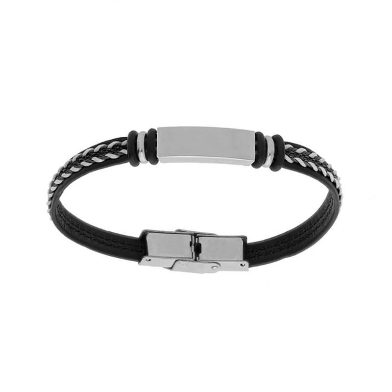 Bracelet enfant - Cuir et cordon noir