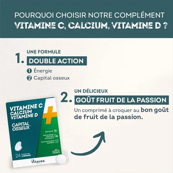 Vitavea Vitamina C + Cálcio + Vitamina D 24 comprimidos mastigáveis