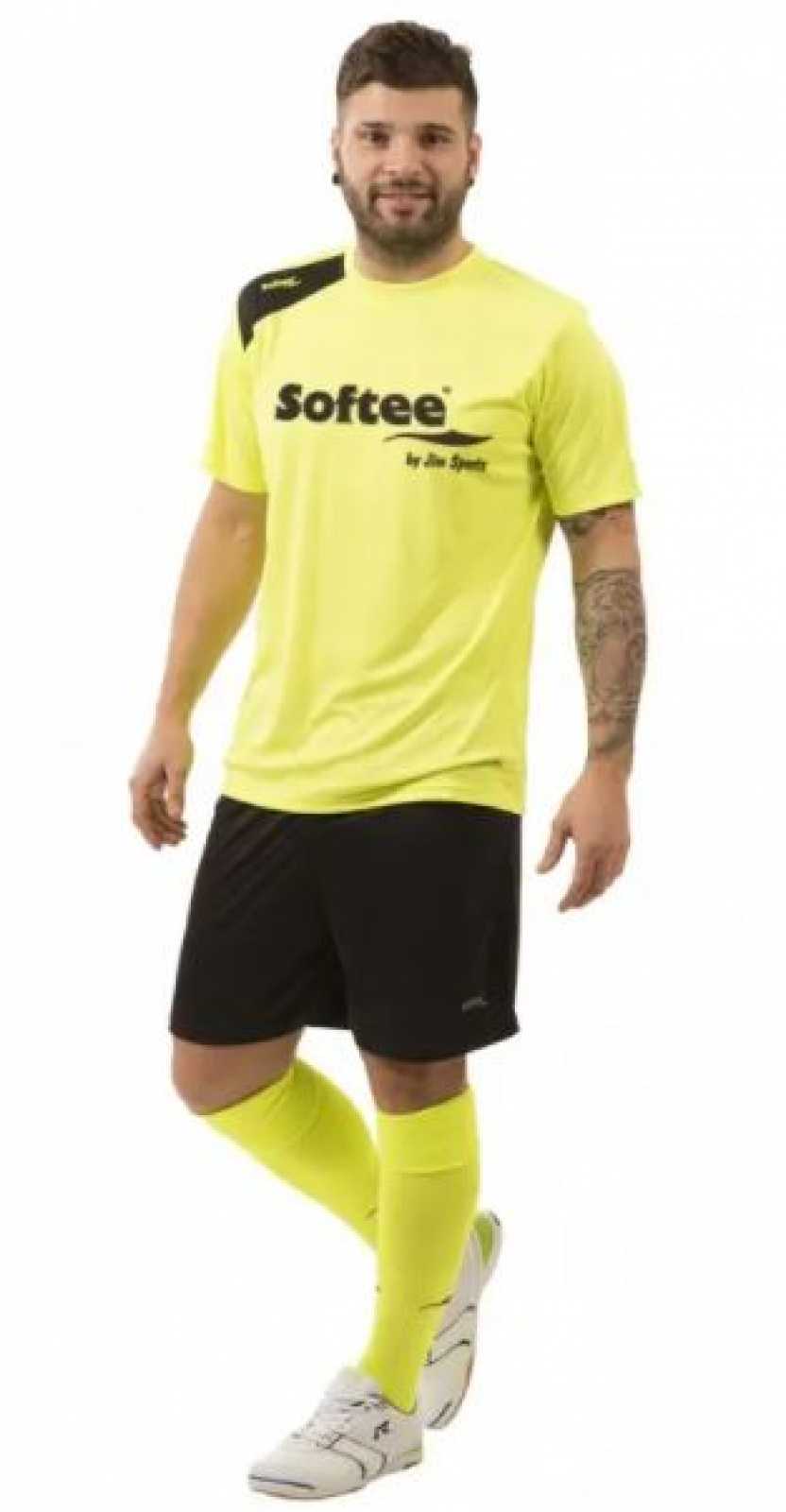 Camisa de futebol Softee amarelo fluorescente/preta