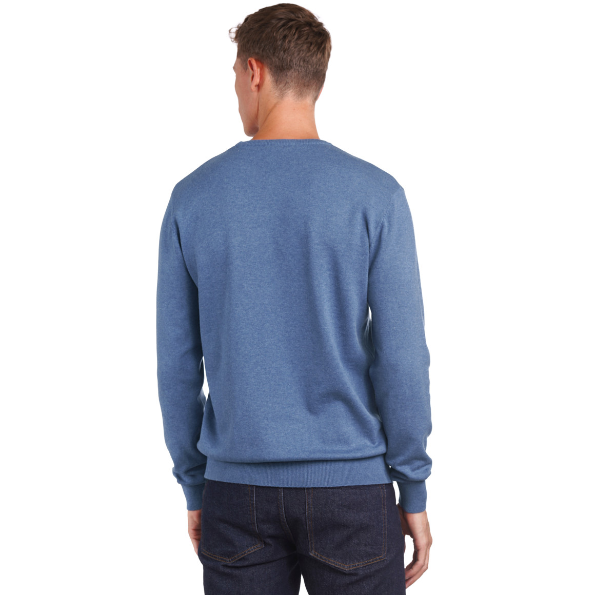 VanVaan Herren Feinstrickpullover mit Rundhals hellblau