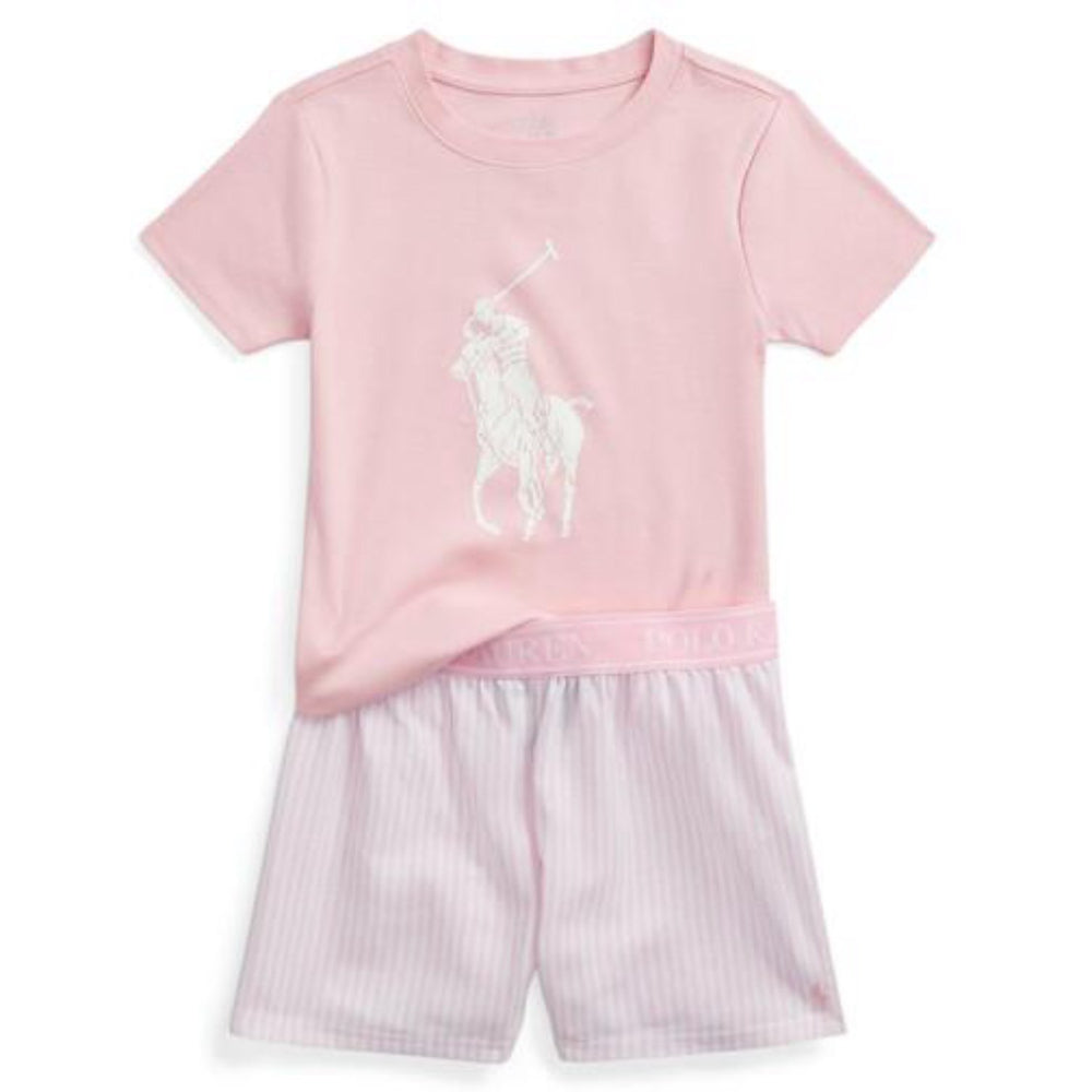 Køb Polo Ralph Lauren White / Carmel Pink Ss T-Shirt & Shorts Sæt