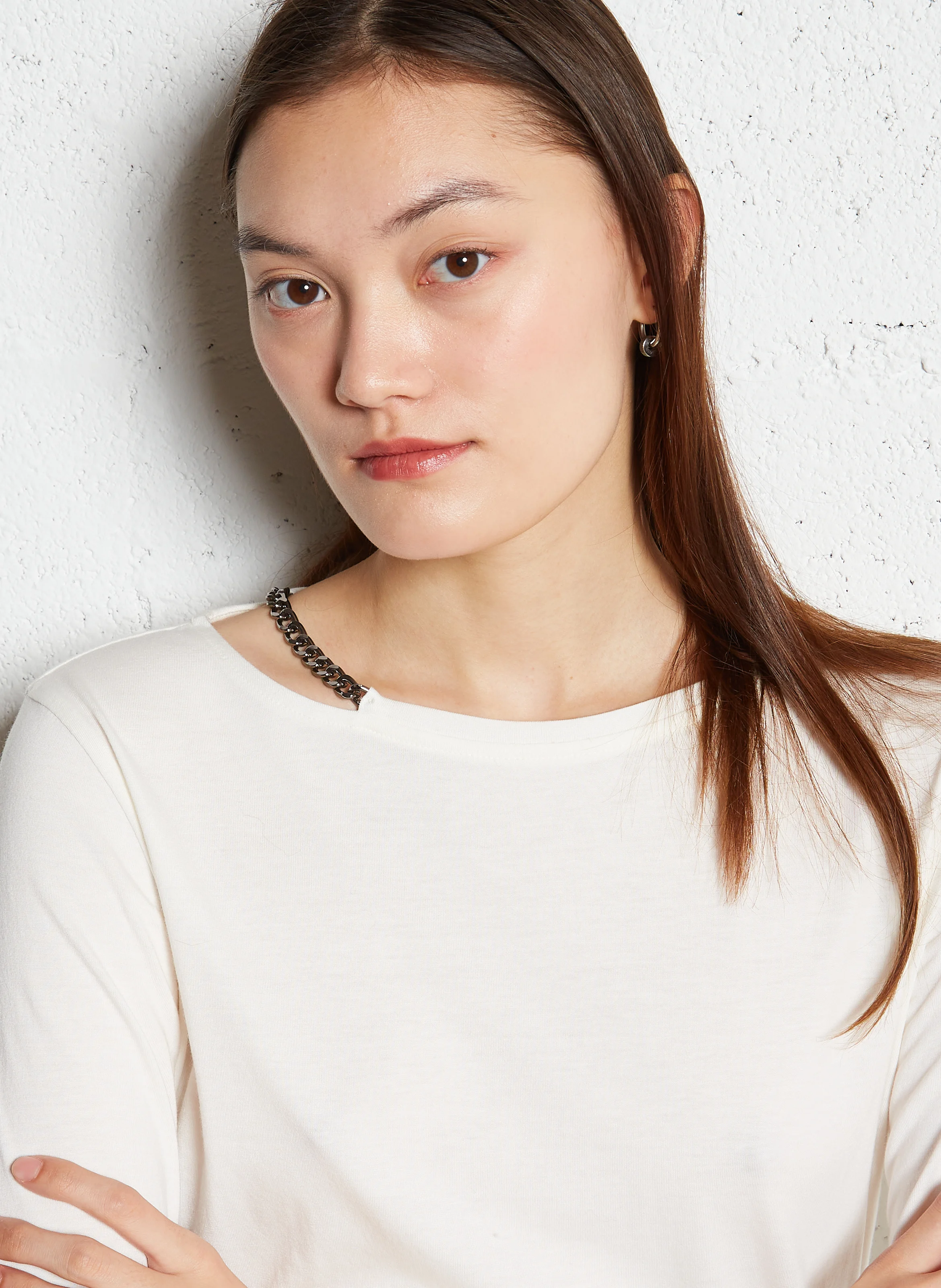 Tee-shirt droit en coton mélangé | Blanc