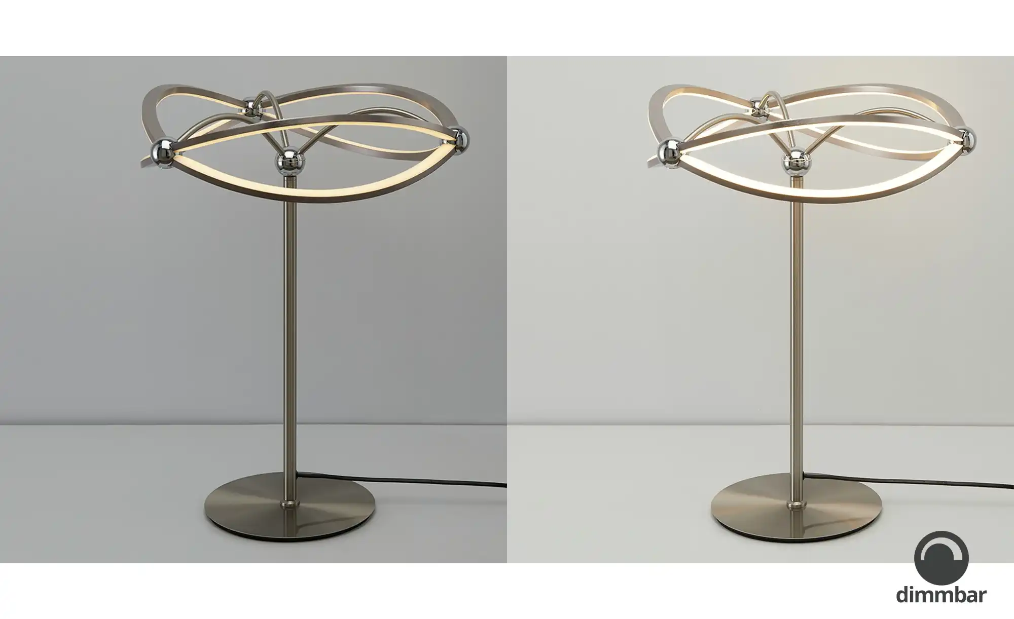 Trio LED-Tischleuchte, Nickel-matt, geschwungen