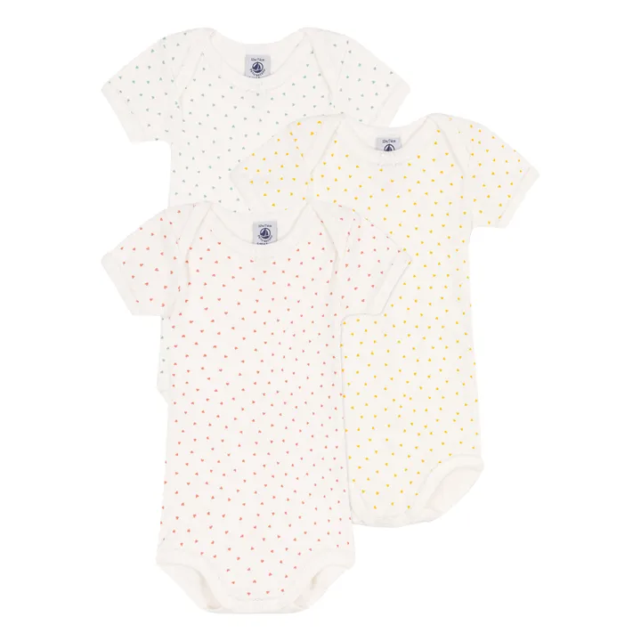 Petit Bateau Lot 3 Bodies Cœur | Ecru