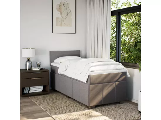 Sommier à lattes de lit avec matelas Taupe 90x190 cm Tissu
