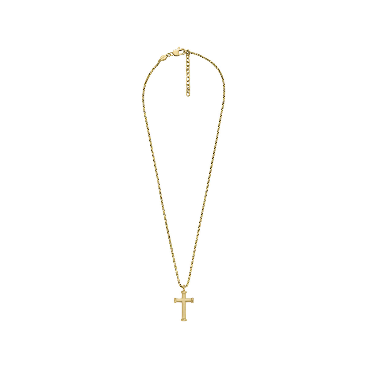 Collier FOSSIL acier inoxydable doré croix 55 cm