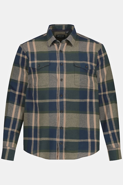 STHUGE Karo-Flanellhemd, Langarm, Modern Fit, Kentkragen, bis 8 XL