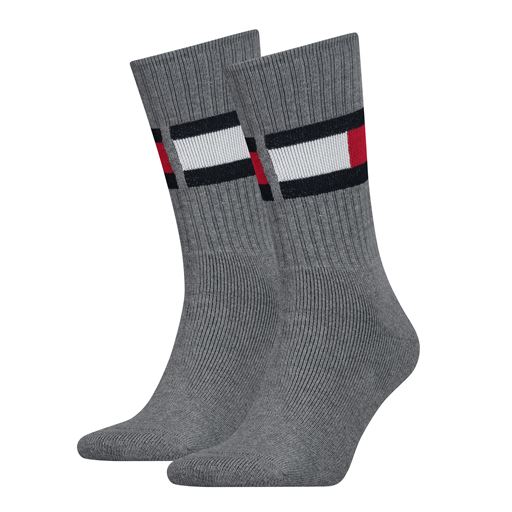 Tommy Hilfiger Flag Strømper, Middle Grey Melange, 39-42