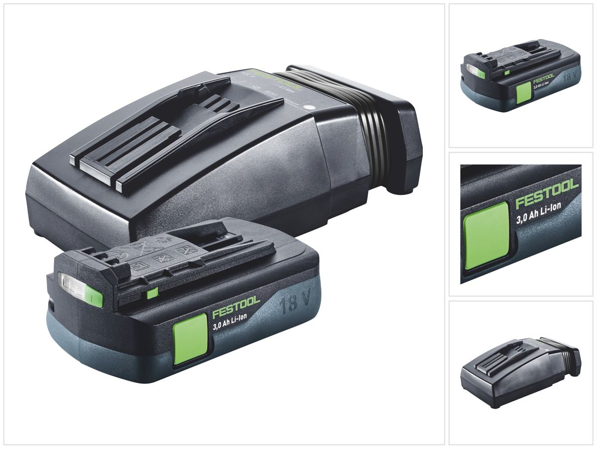 Festool energieset 1x BP 18 Li 3.0 C accu 18 V 3.0 Ah / 3000 mAh Li-Ion (577658) + TCL 6 lader (201135)