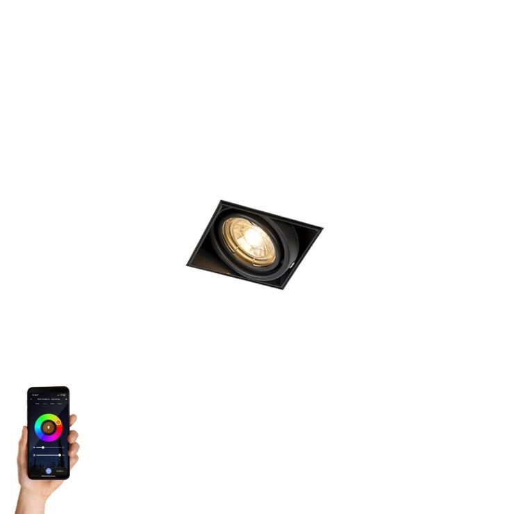 Smart inbouwspot zwart incl. Wifi GU10 trimless - Oneon 1