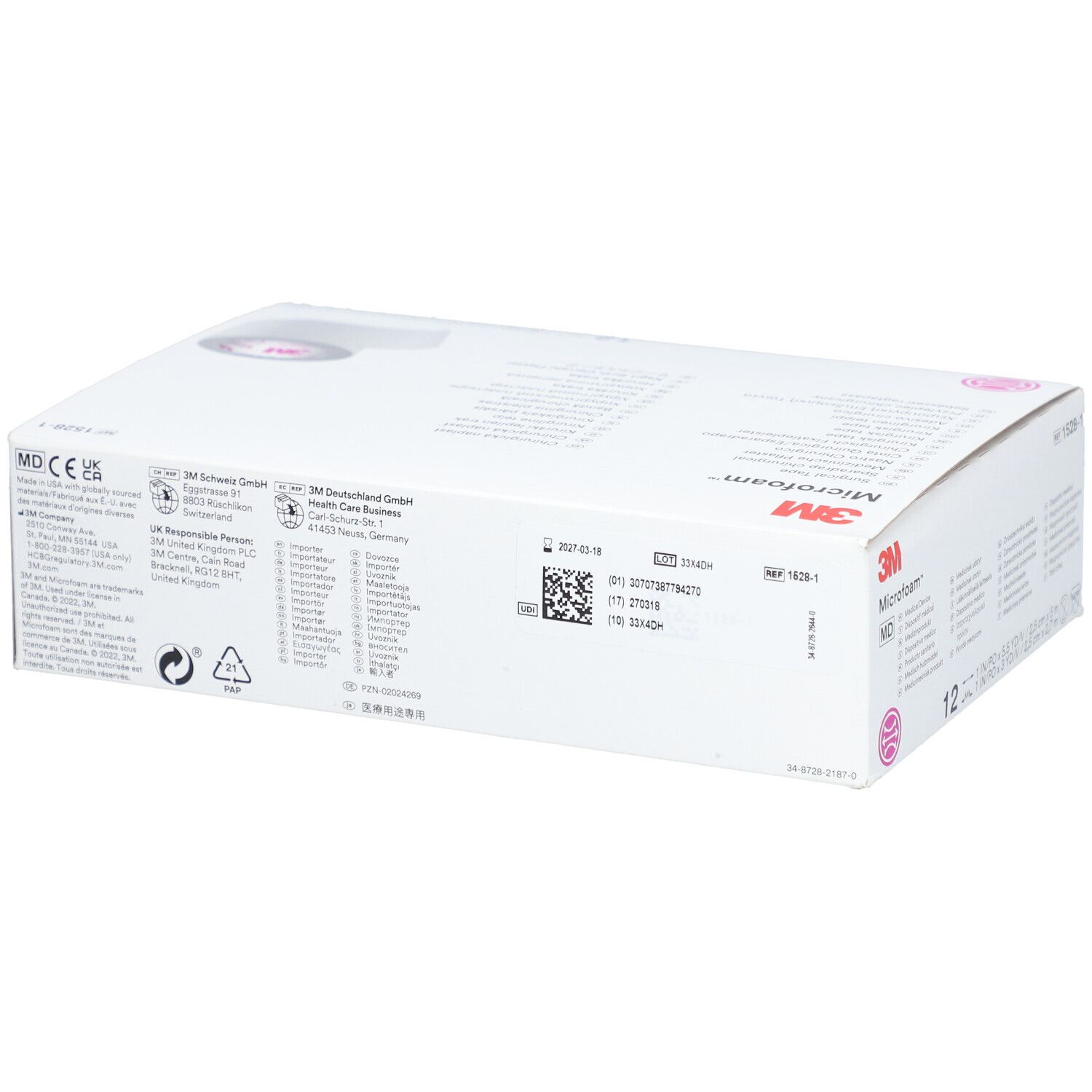 3M Microfoam Medizinisches Spezialpflaster 1,5 m x 2,5 cm