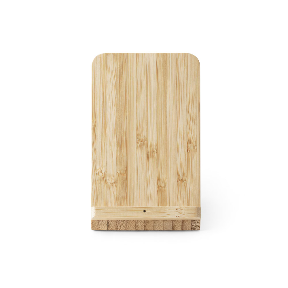 hi!dea 97940 - Porte-smartphone et porte-stylos avec chargeur sans fil rapide 10W en bambou