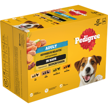 Pedigree Adult Gevogelte Selectie met Groenten in Saus 12 x 100 g